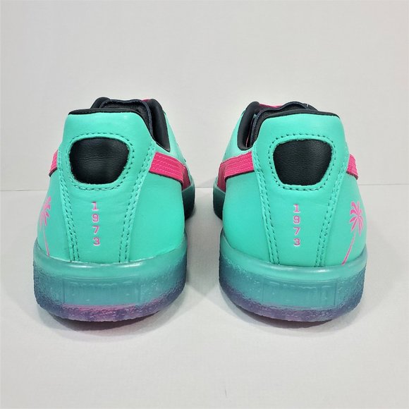 Puma Green and Pink Clyde South Beach Palm Tree Sneakers Men’s Size 11 - Picture 12 of 16